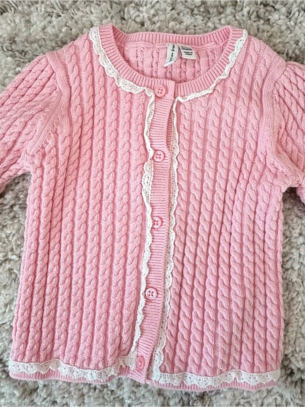 Janie and Jack Pink Cable Knit Cardigan – 18–24M